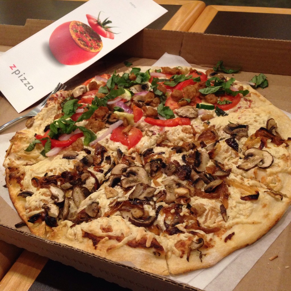 vegan pizza in box at pizza Minneapolis