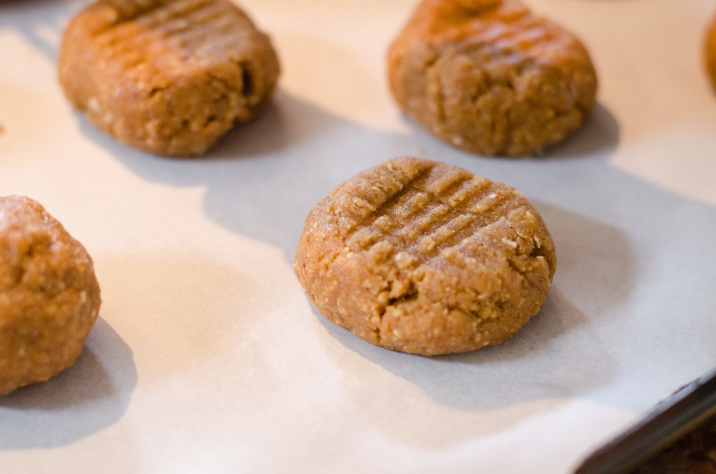 Vegan peanut butter cookies, ready for the oven