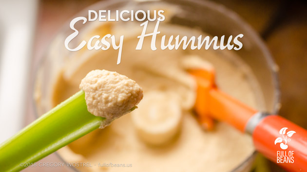 delicious easy hummus on celery - full of beans