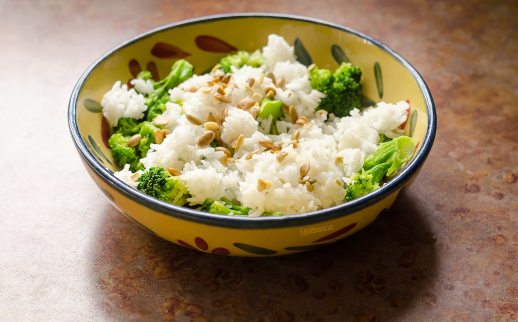 Simple and Satisfying Lunch of Rice and Broccoli
