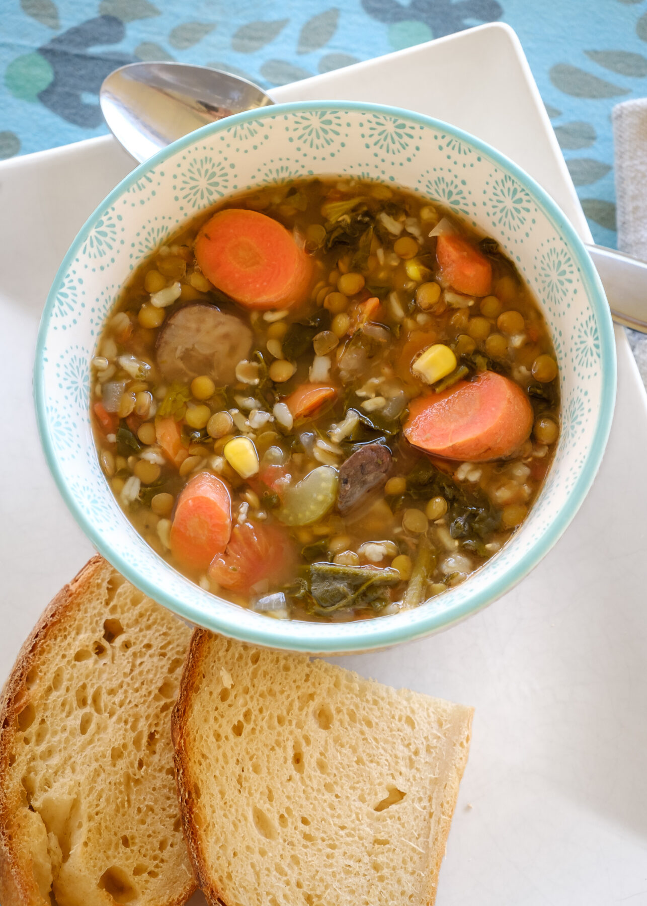 Lentil and Rice Soup in a bowl