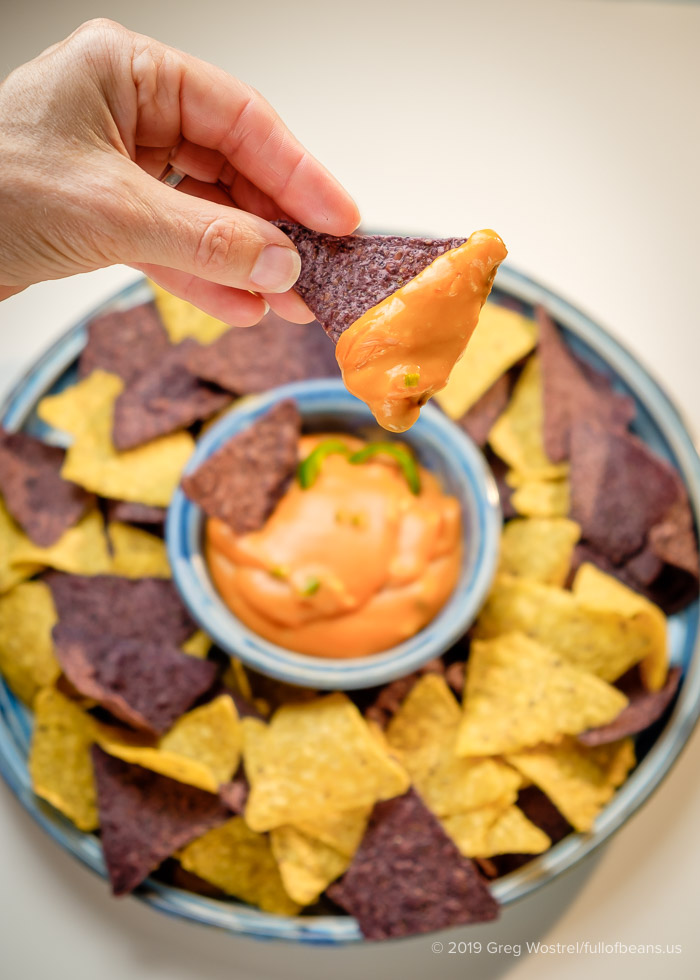vegan nacho cheese sauce with chips