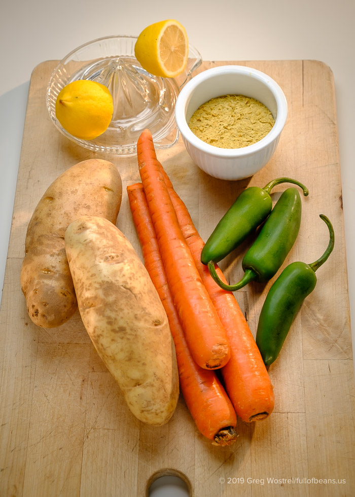 Nacho Cheese Sauce Ingredients: carrots, potatoes, jalapeño, nutritional yeast