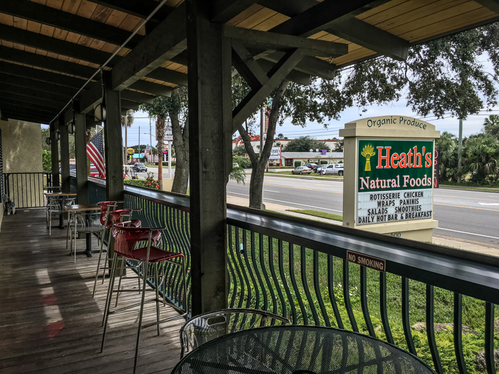 Outdoor dining area at Heath's Natural Foods