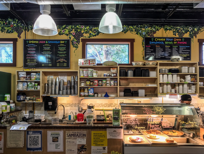 The deli at Heath's Natural Foods. Lots of options for everyone, but particularly for vegans!