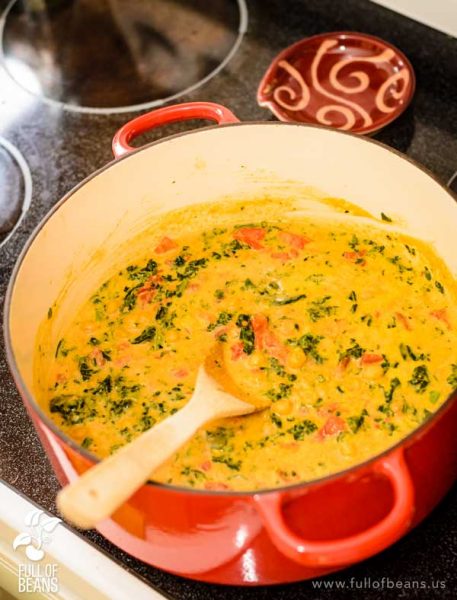 No Chop Vegan Chickpea Curry cooking away