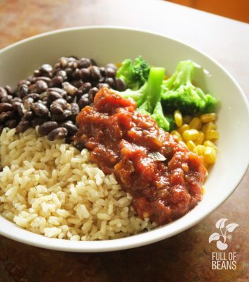 rice and beans with broccoli