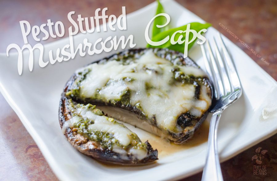 vegan stuffed mushrooms on the plate