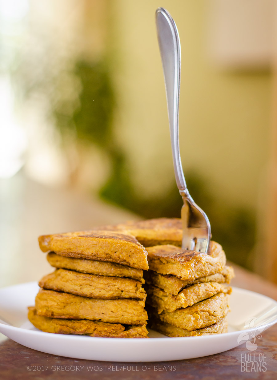 Stack of gluten-free vegan pumpkin pancakes
