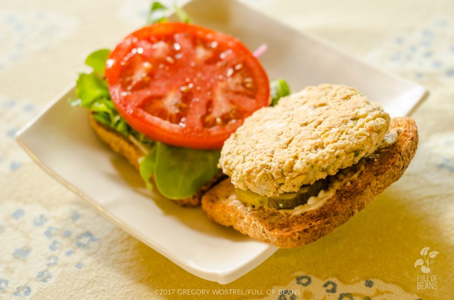 white bean veggie burger sandwich
