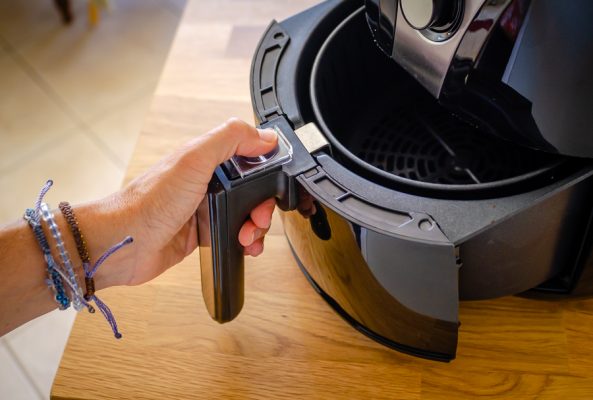 Cooking basket inside the air fryer drawer