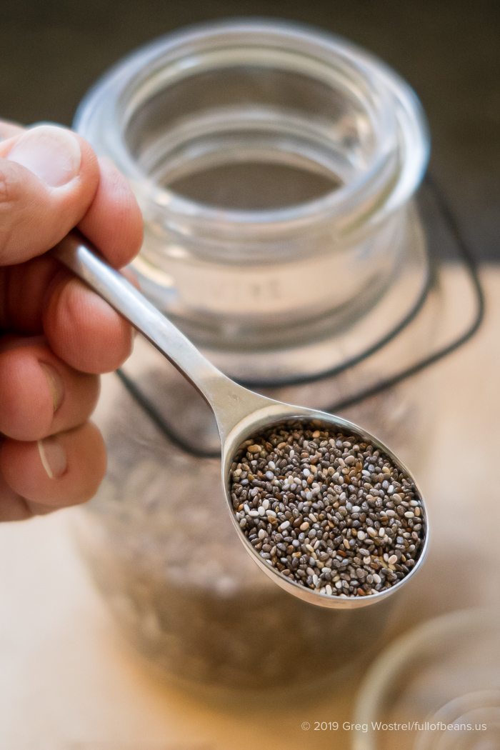 Chia seed in a metal spoon