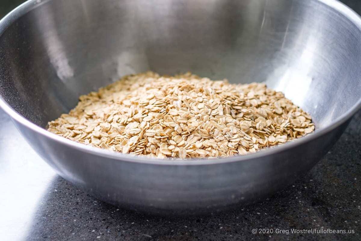 organic oats in a mixing bowl