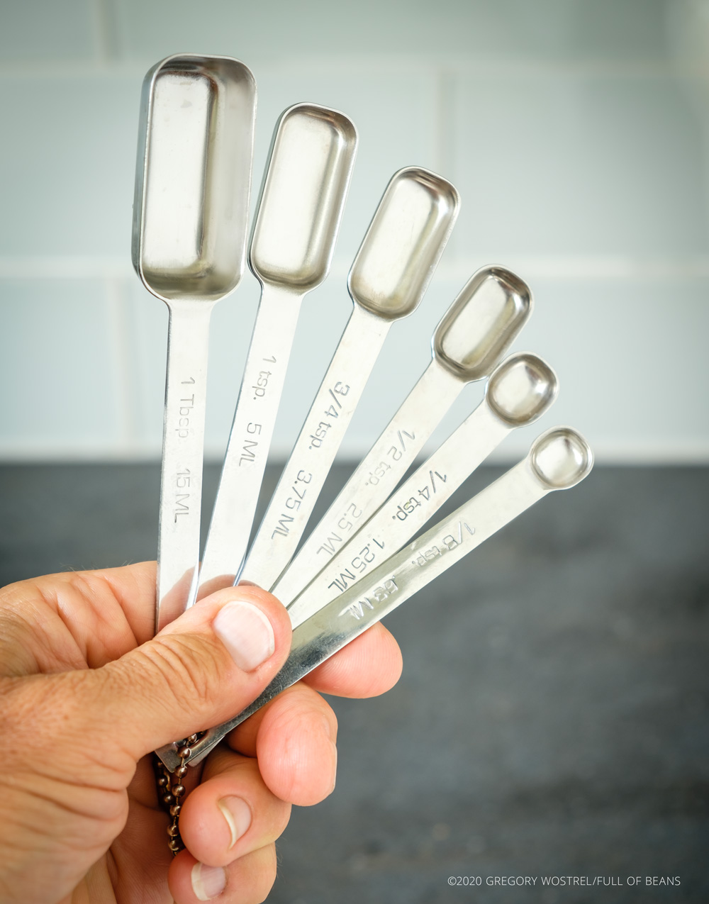 Full set of rectangular measuring spoons