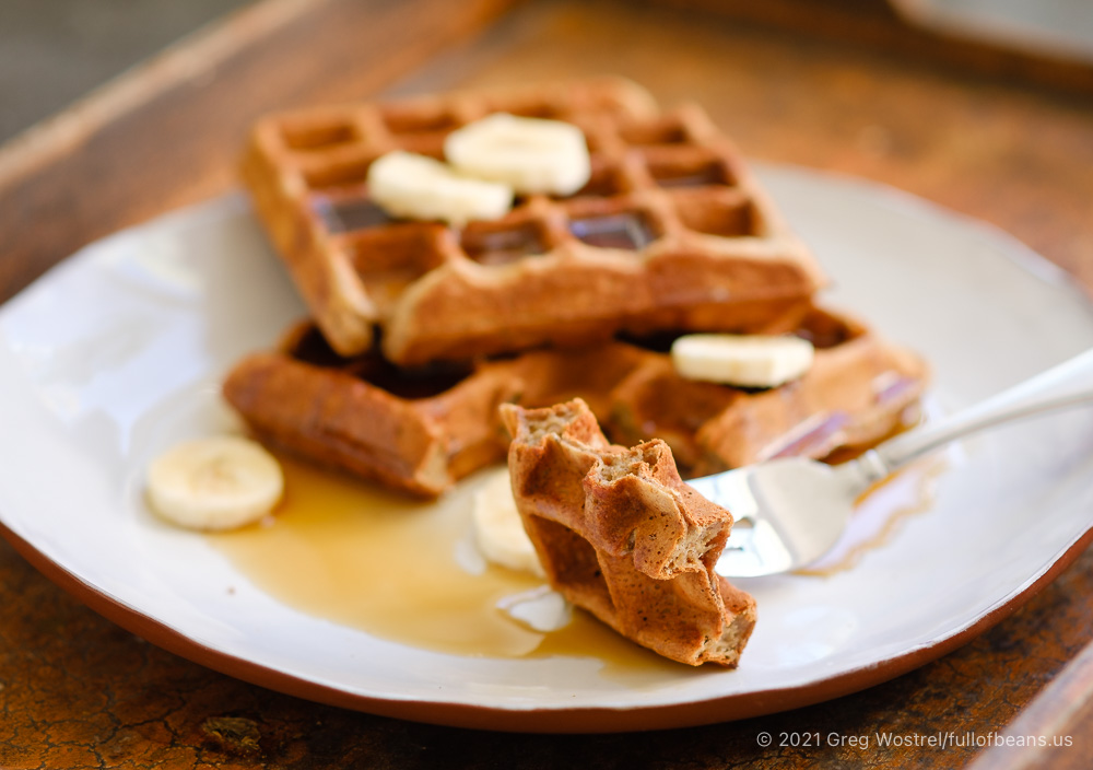 delicious banana waffles on a plate